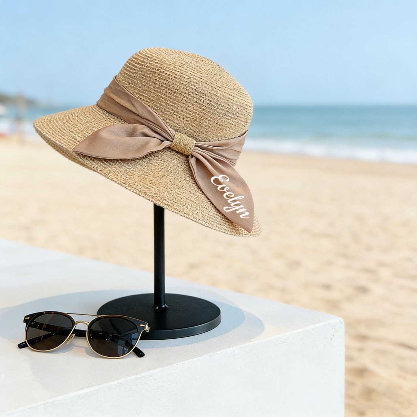 Personalized Name Ribbon Straw Sun Hat for Unique & Love | JNSHat16