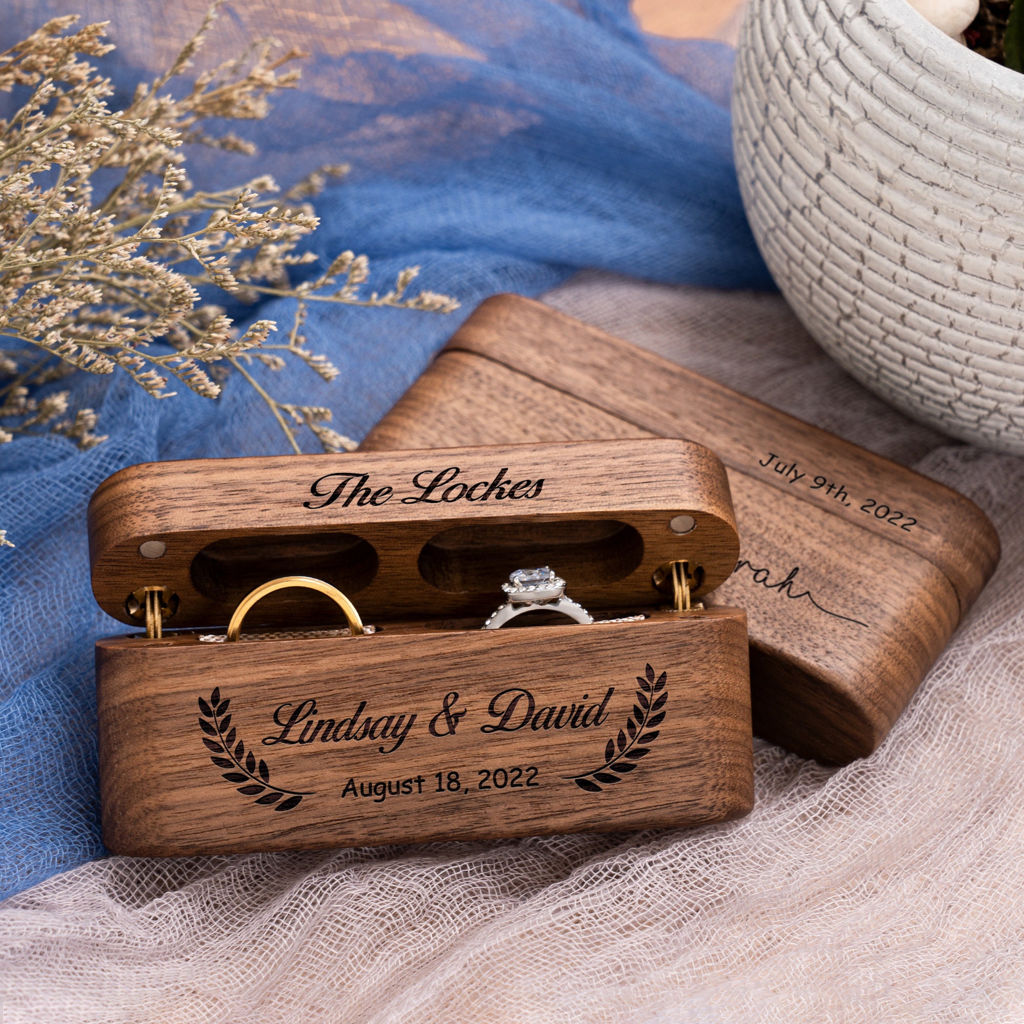 Personalized Wooden Wedding Ring Box for Unique & Love | JNSDec158