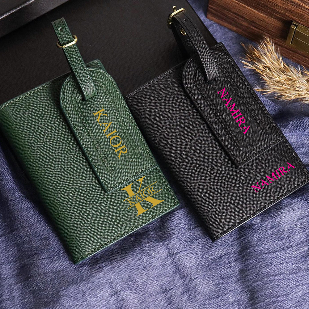 Personalized Leather Passport Wallet & Luggage Tag for Unique & Love | JNSCase04