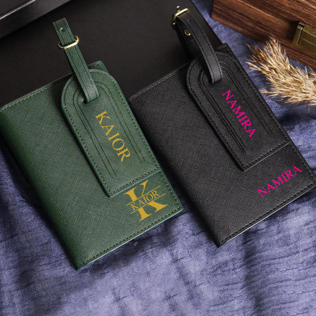 Personalized Leather Passport Wallet & Luggage Tag for Unique & Love | JNSCase04