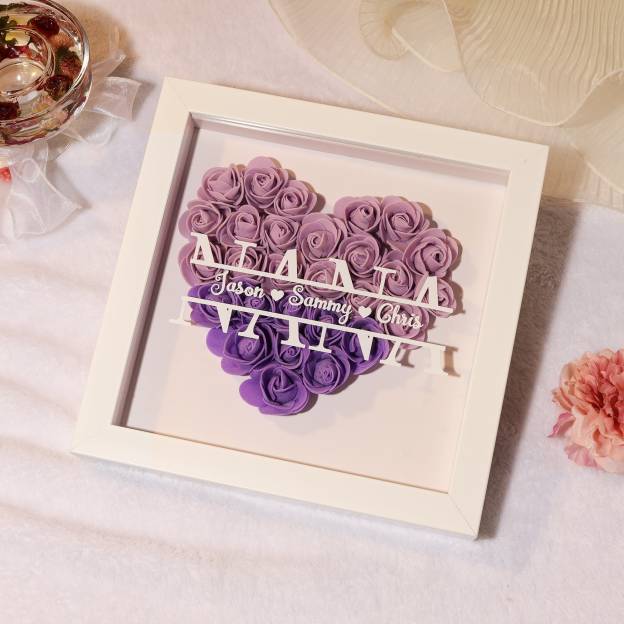 Personalized Flower Heart Shadow Box for Unique & Love | JNSDec129