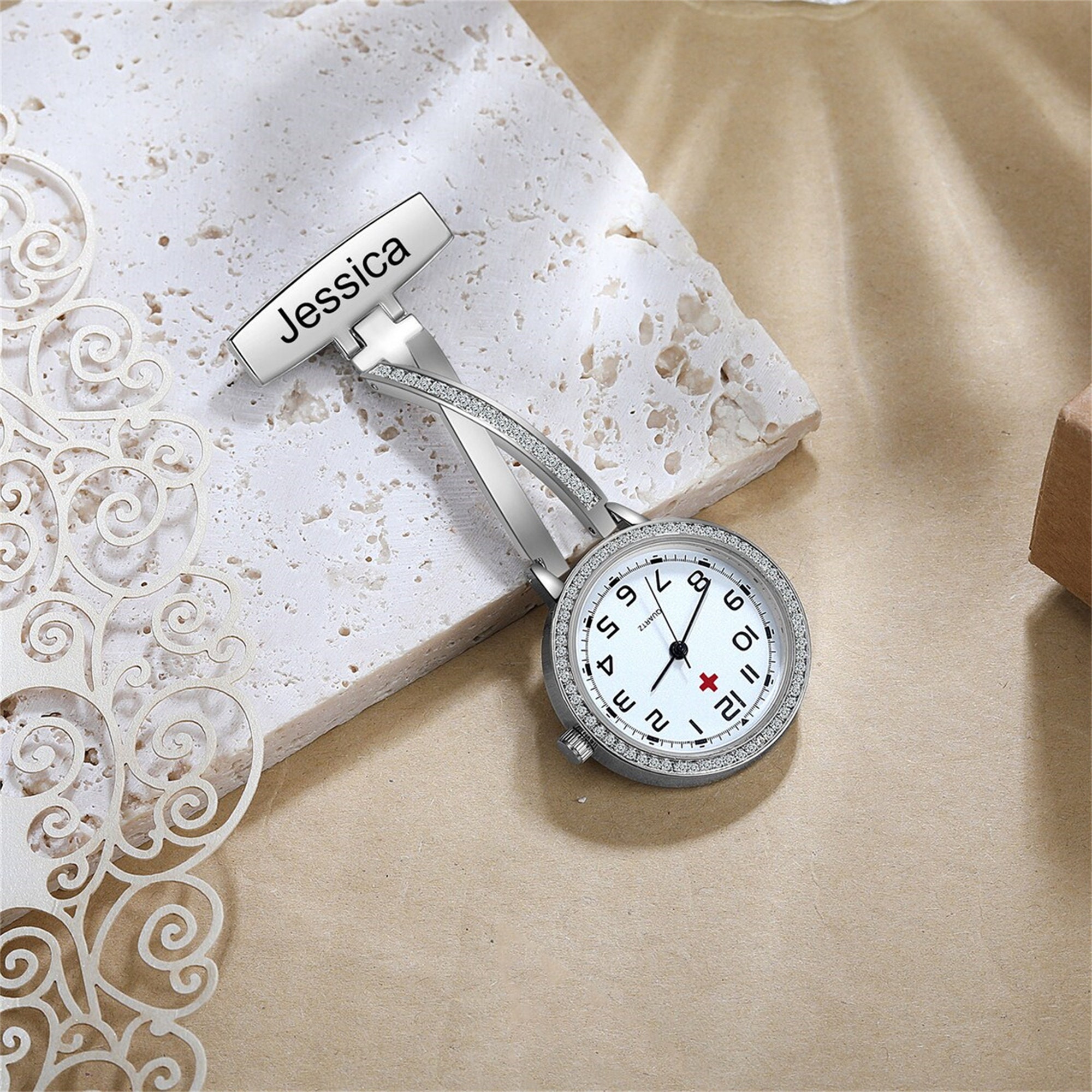Personalized Name Nurse Rhinestone Pocket Watch for Unique & Love | JNSDec166