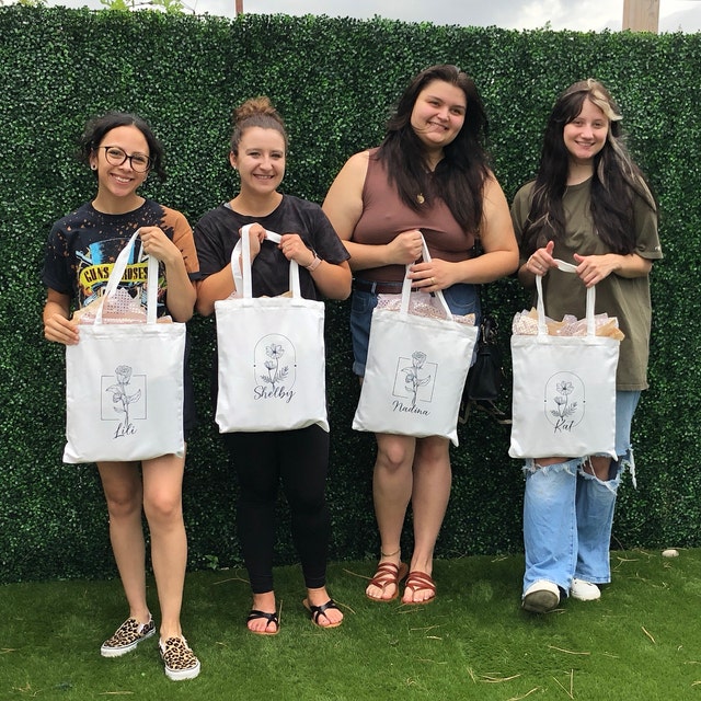 Personalized Birth Month Flower Canvas Tote Bag for Unique & Love | JNSBag12