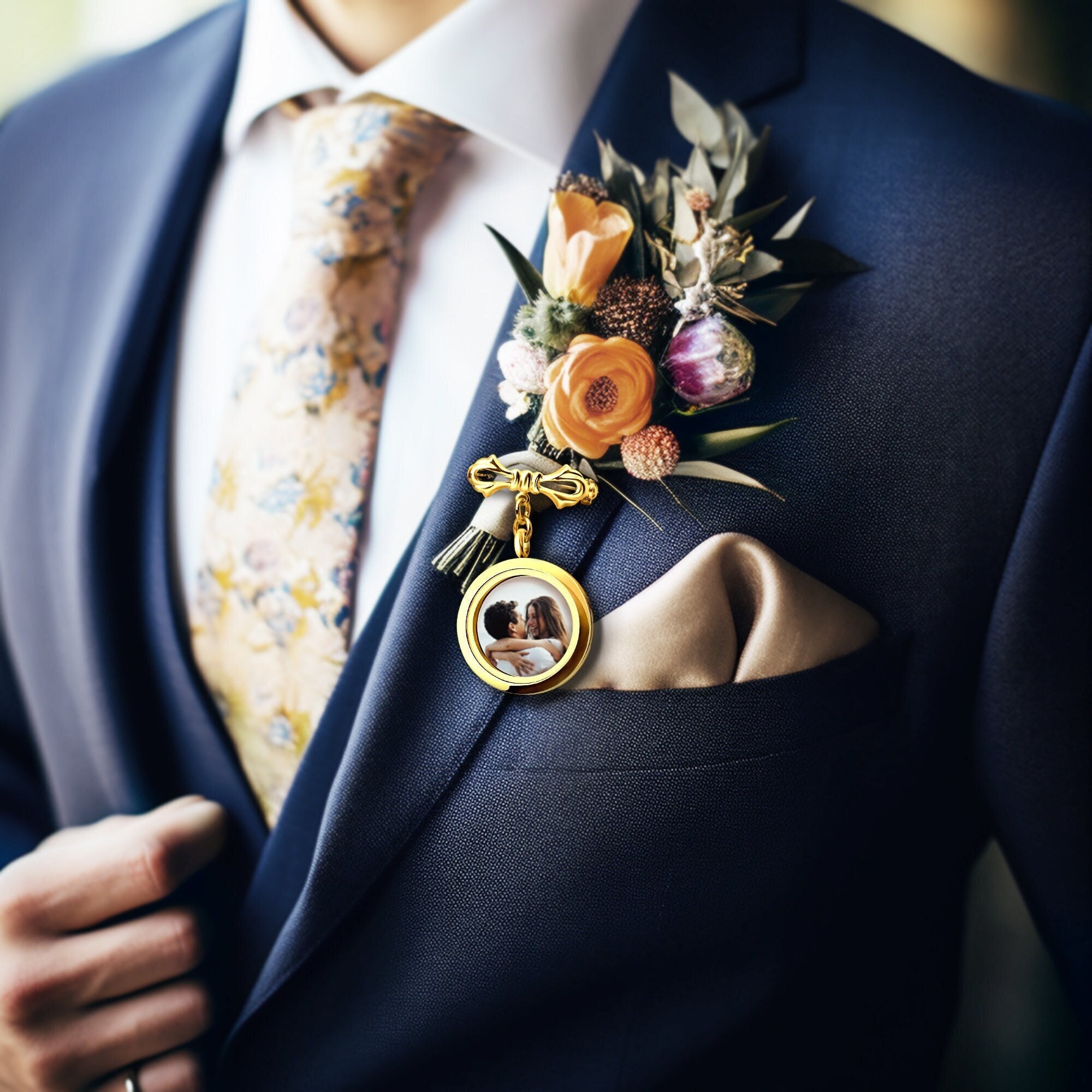 Personalized Photo Wedding Boutonniere Lapel Pin for Unique & Love | JNSDec89