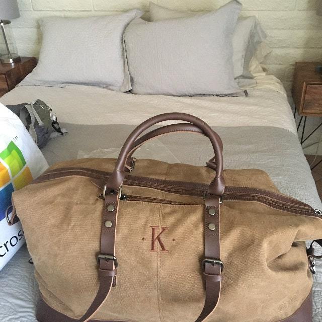 Personalized Monogram Embroidered Men’s Leather Duffle Bag | JNSBag83