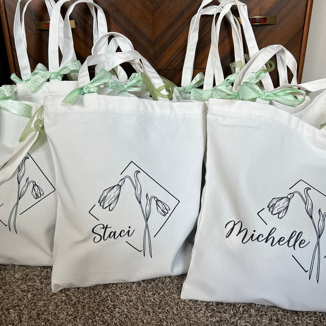 Personalized Birth Month Flower Canvas Tote Bag for Unique & Love | JNSBag12
