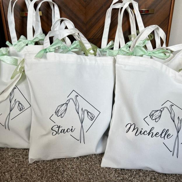 Personalized Birth Month Flower Canvas Tote Bag for Unique & Love | JNSBag12