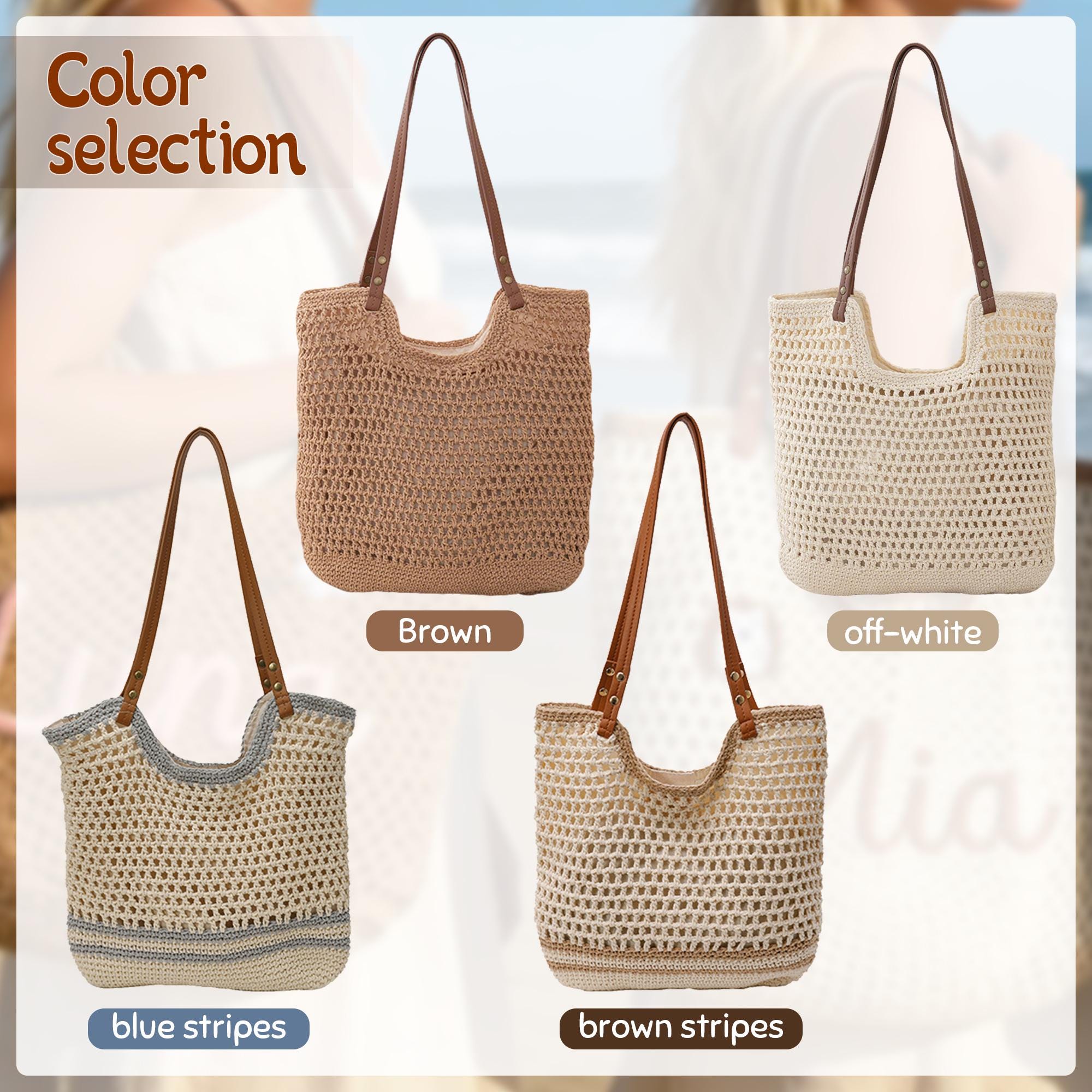 Personalized Handmade Embroidered Crochet Beach Tote for Unique & Love | JNSBag141