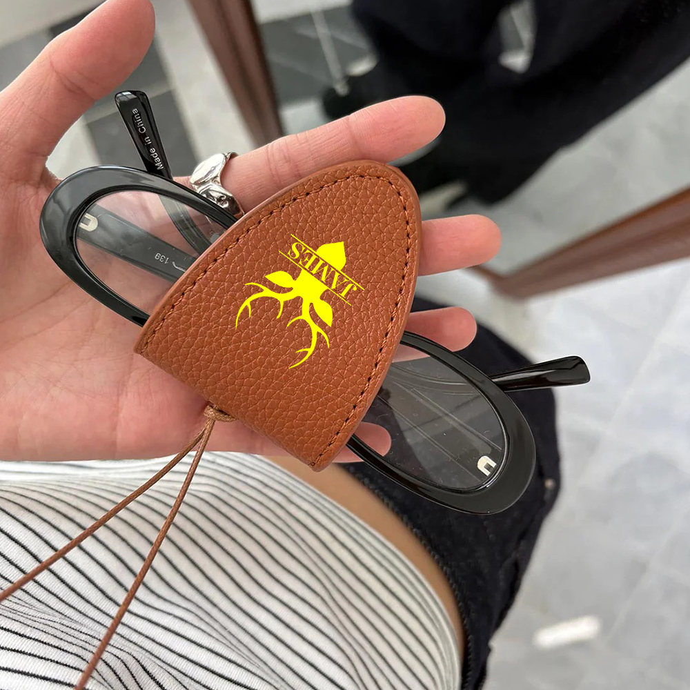 Personalized Name Leather Magnetic Portable Glasses Holder with Strap for Unique & Love | JNSDec162