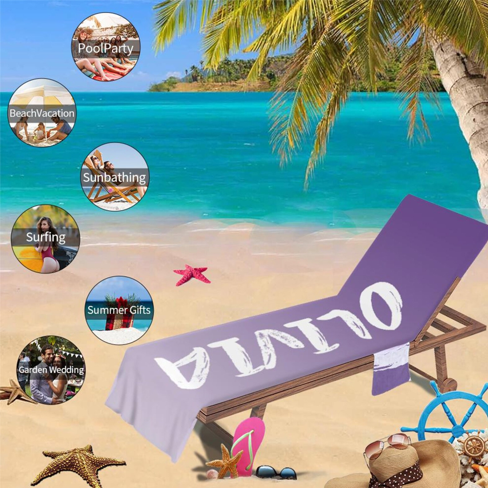 Personalized Name Beach Chair Cover Towel with Side Pockets for Unique & Love | JNSTowel09