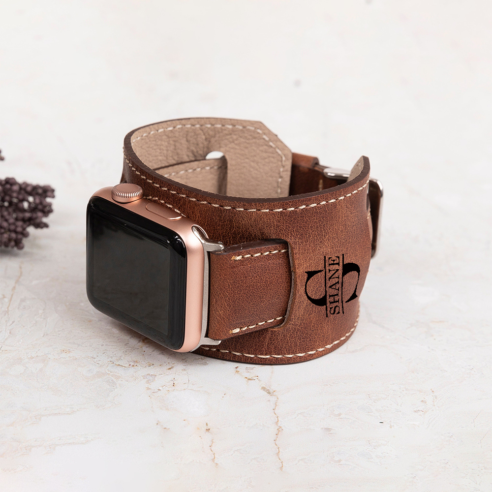 Personalized Leather Cuff Watch Band Strap for Apple Watch | JNSDec169