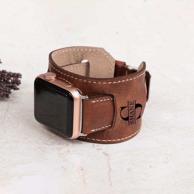 Personalized Leather Cuff Watch Band Strap for Apple Watch | JNSDec169
