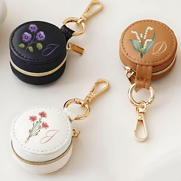 Personalized Birth Flower Leather Travel Portable Jewelry Box for Unique & Love | JNSBag116