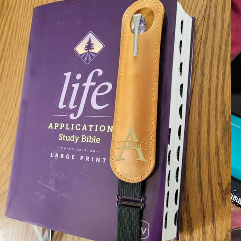 Personalized Monogrammed Adjustable Pen Leather Sleeve Holder | JNSBag45