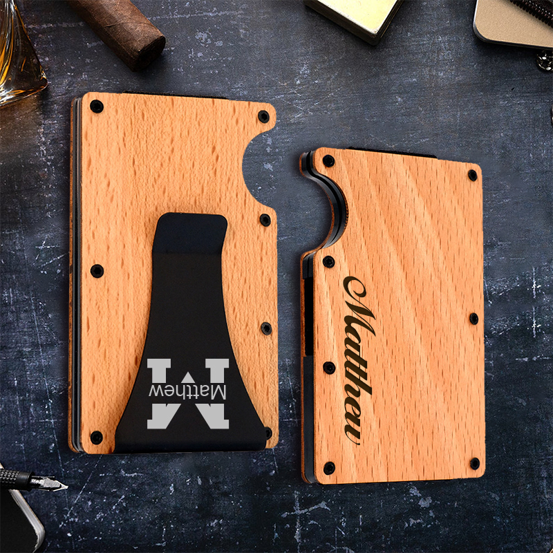 Personalized Monogrammed Engraved Minimalist Slim Wallet | JNSBag58