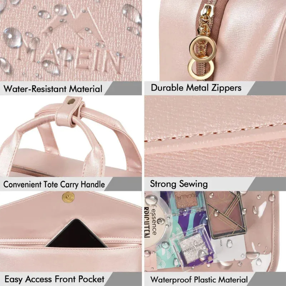 Personalized Name Leather Travel Makeup Bag | JNSBag79