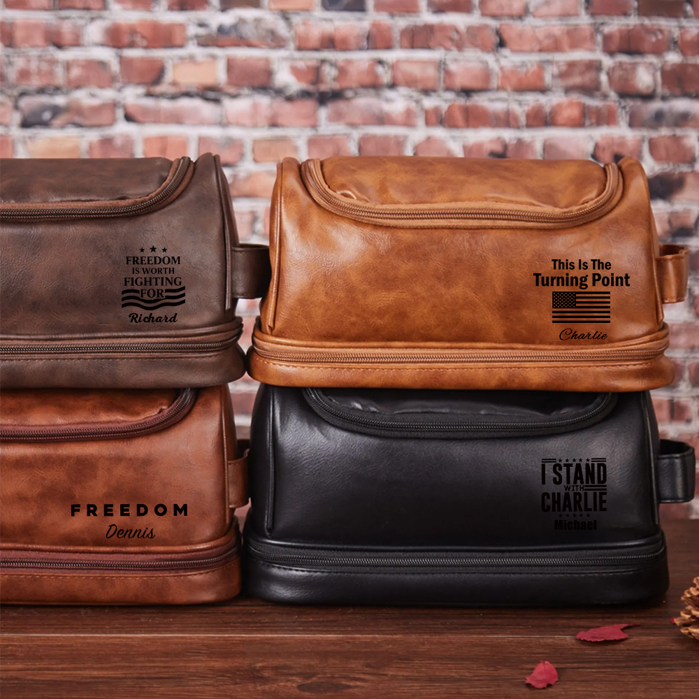 Personalized Leather Monogram Engraved Wash Bag for Unique & Love | JNSBag111