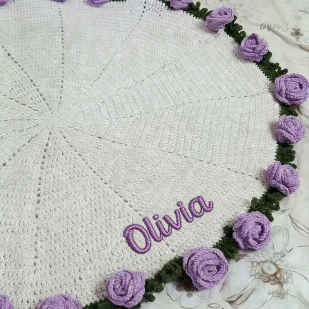 Personalized Embroidered Crochet Rose Bouquet Blanket For Unique & Love | JNSDec201