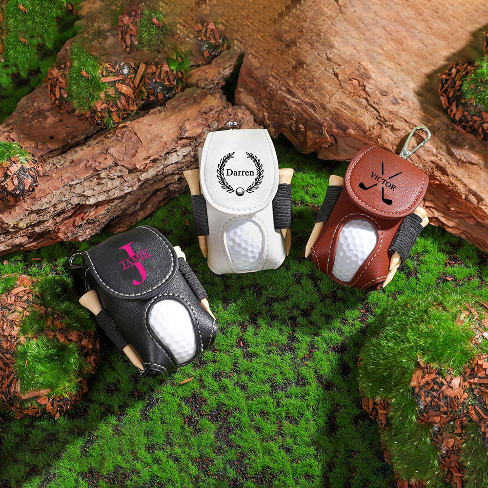 Personalized Monogram Golf Ball Leather Bag | JNSBag60