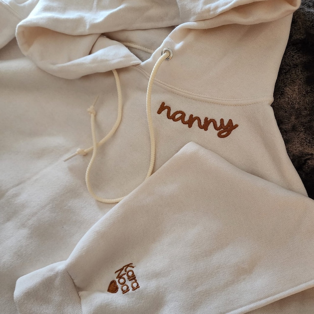 Personalized Mom Grandmother Collar and Sleeve Embroidered Hoodie for Unique & Love | JNSCloth16