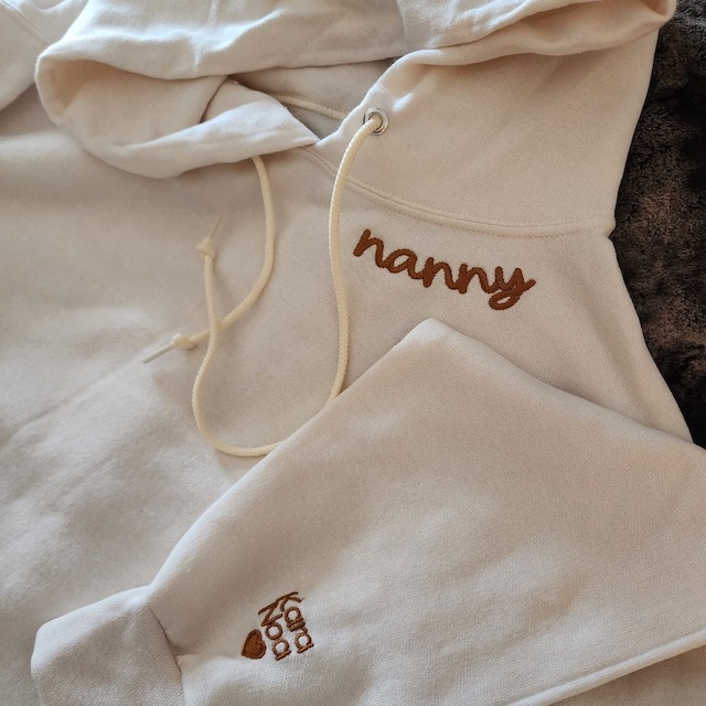 Personalized Mom Grandmother Collar and Sleeve Embroidered Hoodie for Unique & Love | JNSCloth16