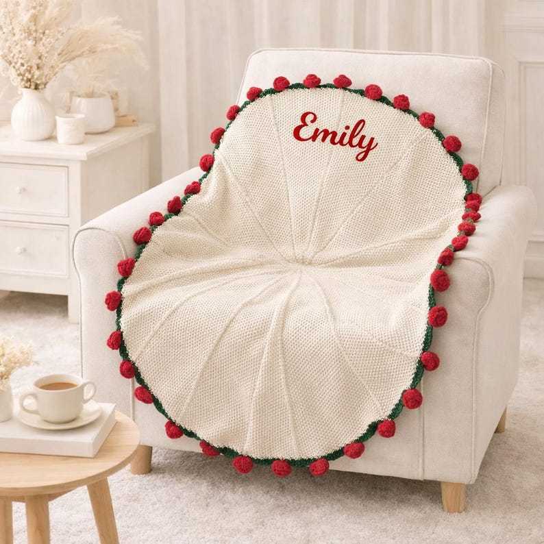 Personalized Embroidered Crochet Rose Bouquet Blanket For Unique & Love | JNSDec201