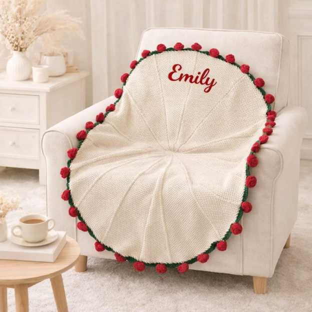 Personalized Embroidered Crochet Rose Bouquet Blanket For Unique & Love | JNSDec201