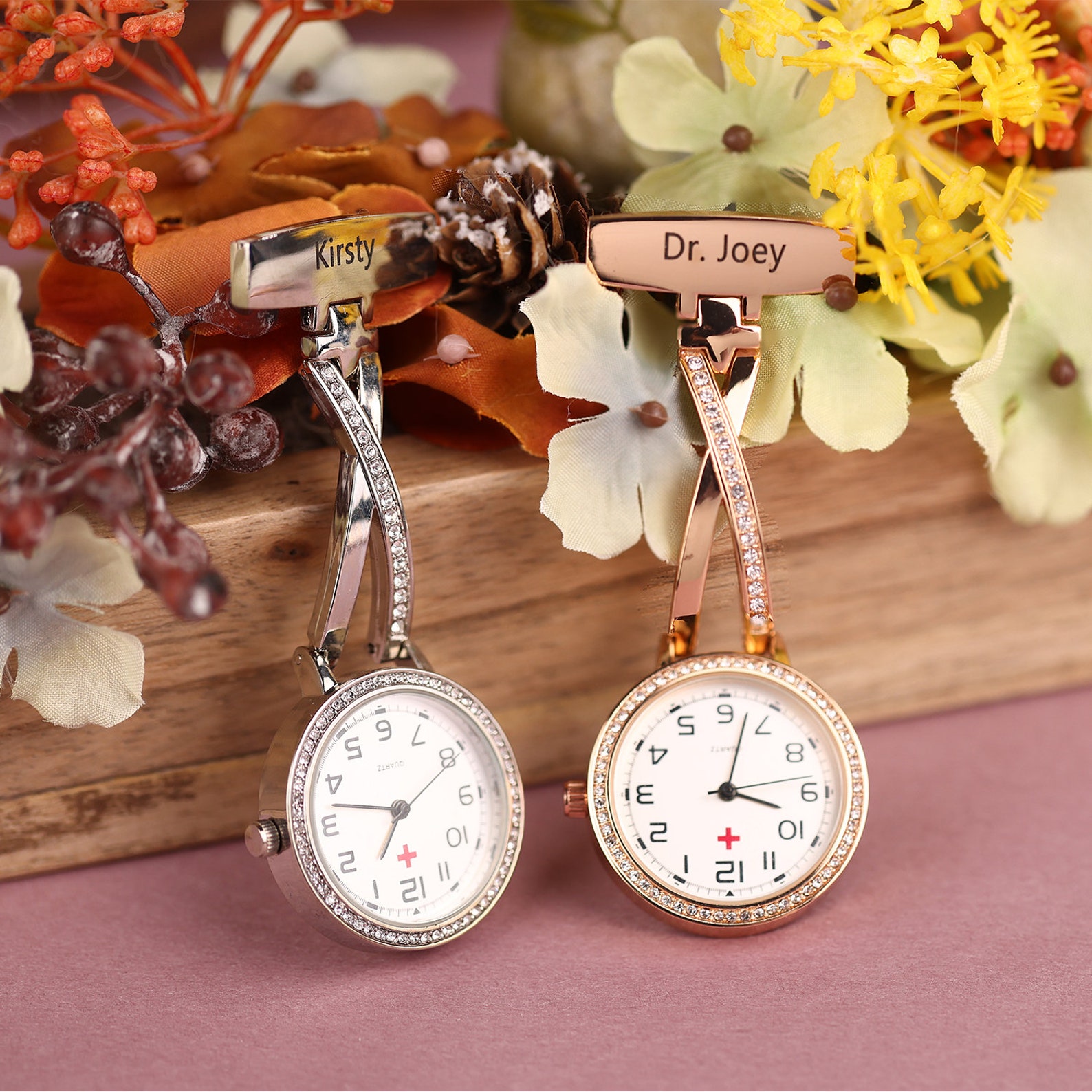 Personalized Name Nurse Rhinestone Pocket Watch for Unique & Love | JNSDec166