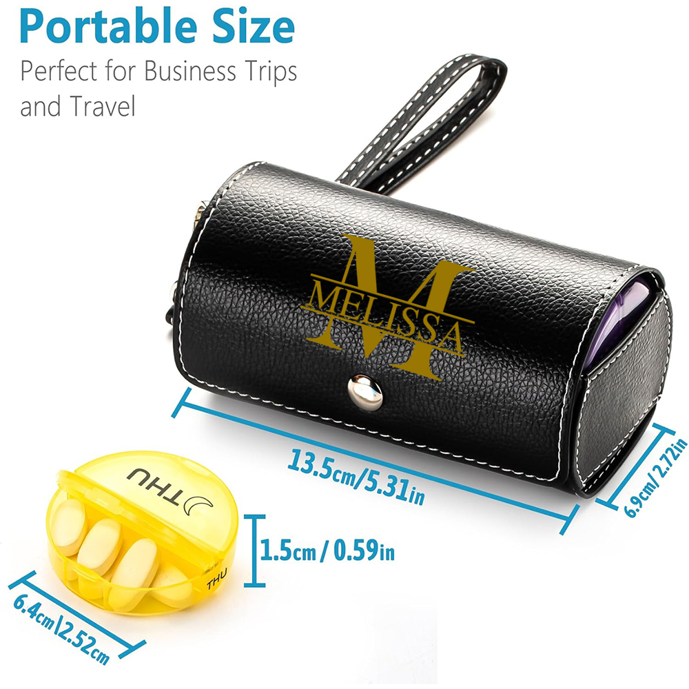 Personalized Monogram 7 Days AM/PM Portable Pill Boxes Organizer with Compartments | JNSDec164