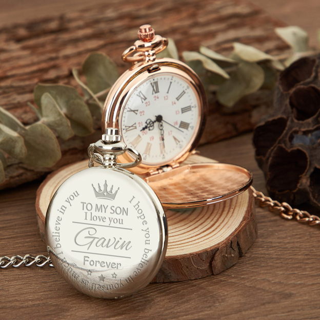 Personalized Monogram Engraved Pocket Watch | JNSDec104