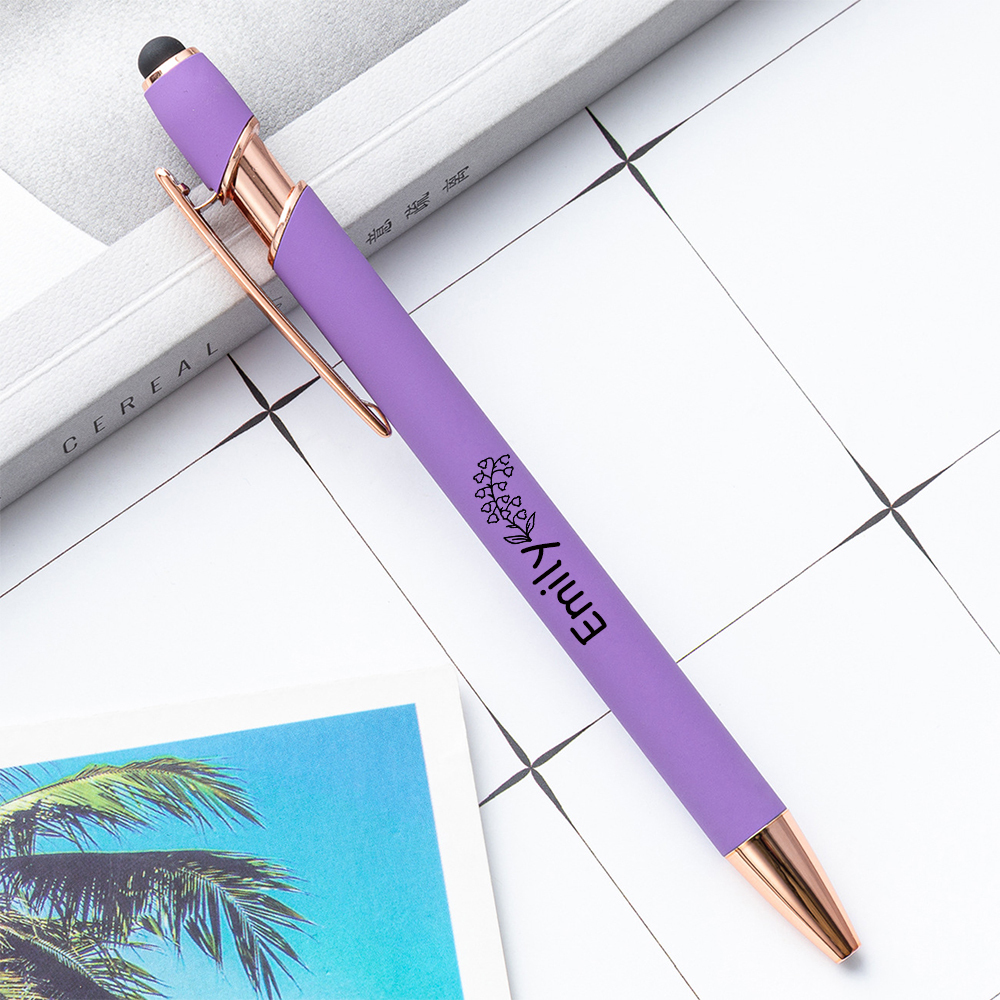Personalized Morandi Color Birth Flower Retractable Ballpoint Pen for Unique & Love | JNSTool18