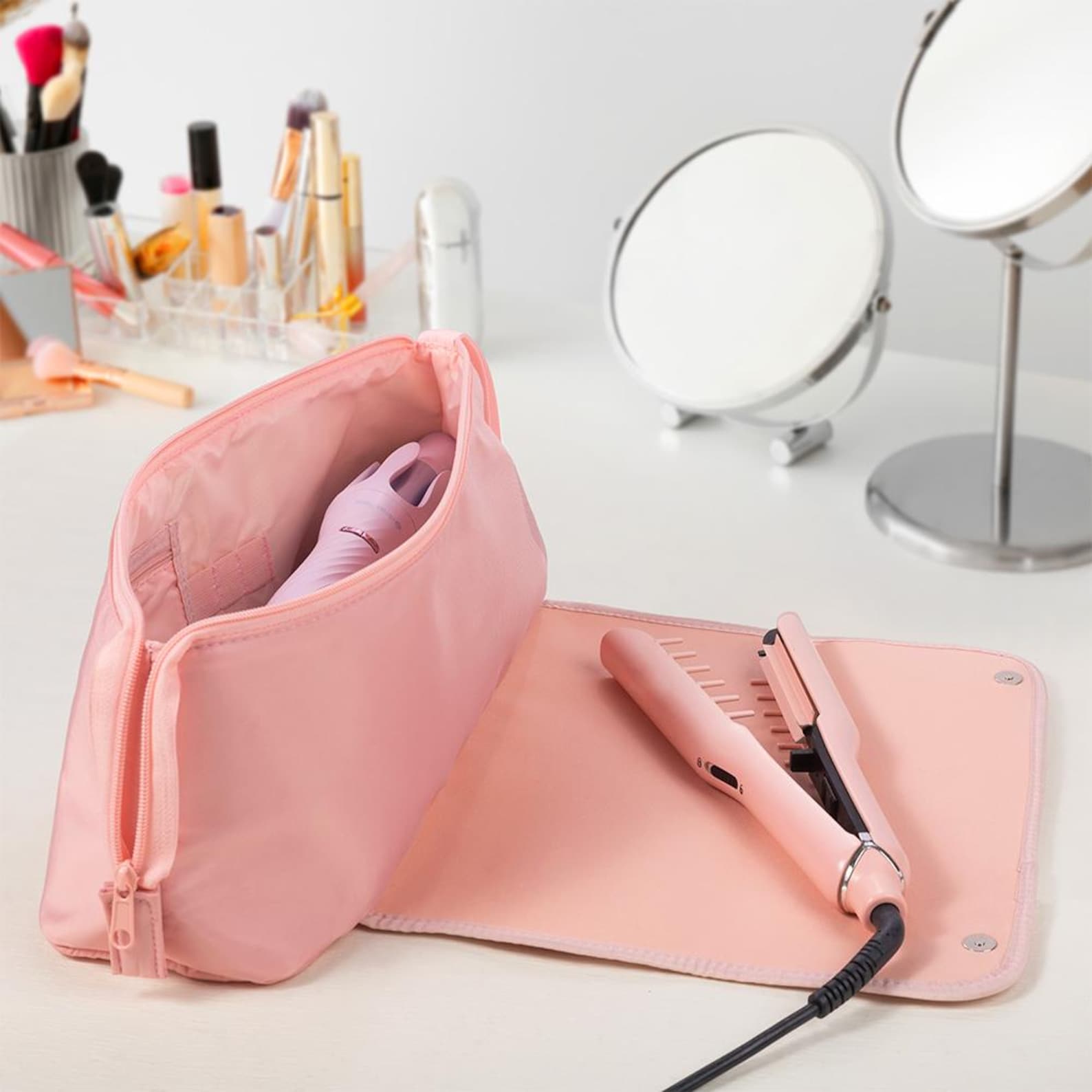 Personalized Birth Flower Hair Tools Portable 2-in-1 Design Travel Bag | JNSBag140
