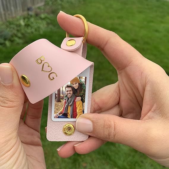 Personalized Vegan Leather Photo Keychain I DZ9201