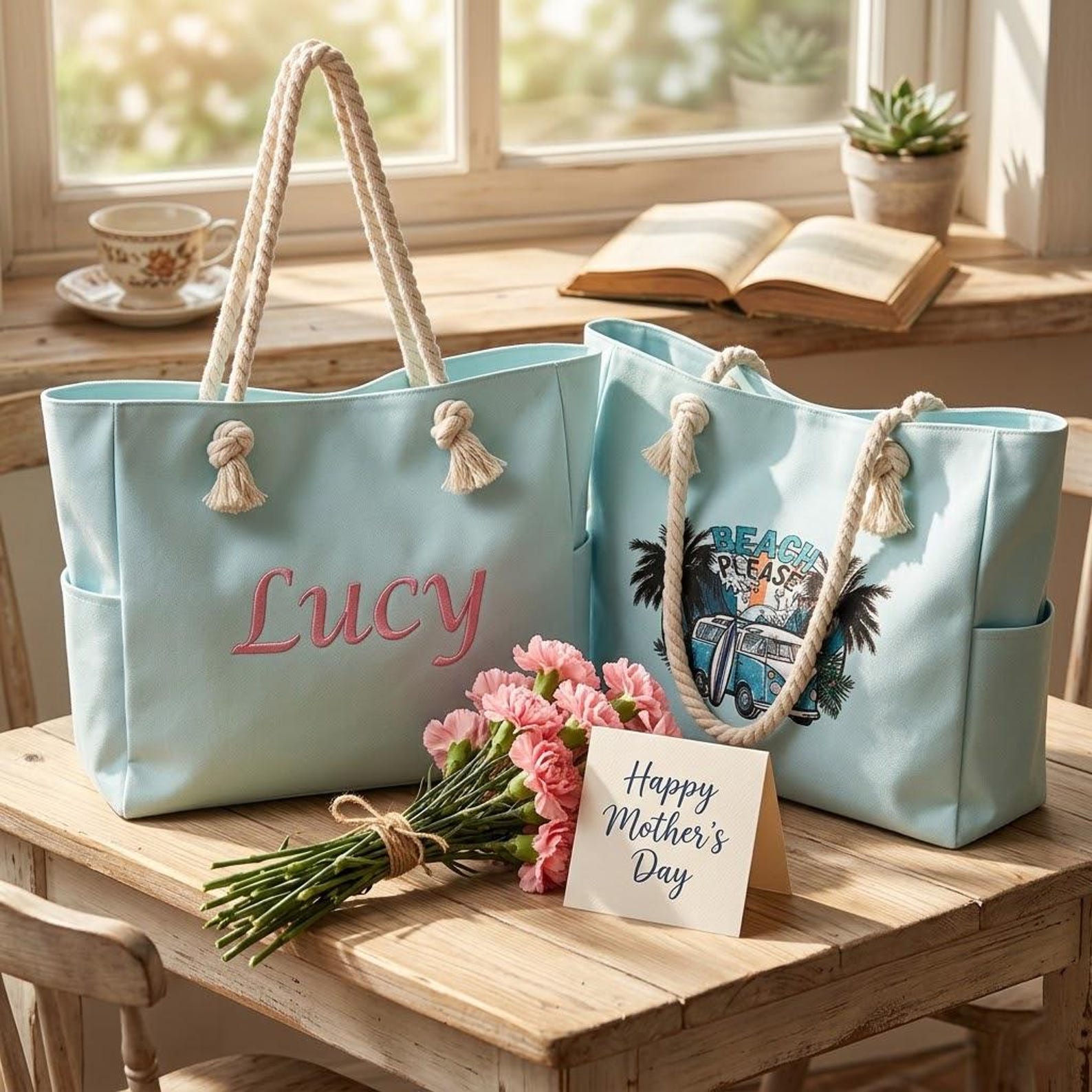 Personalized Embroidered Ocean Soul Beach Canvas Bag for Unique & Love | JNSBag127