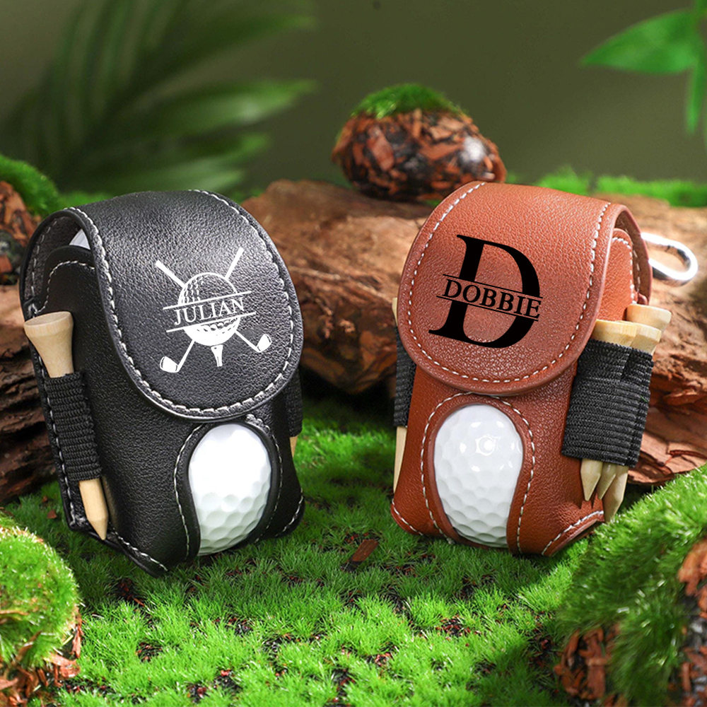 Personalized Monogram Golf Ball Leather Bag | JNSBag60