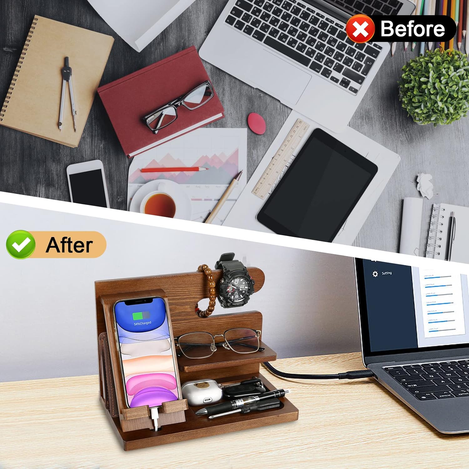 Personalized Wood Engraved Docking Station | JNSDec101