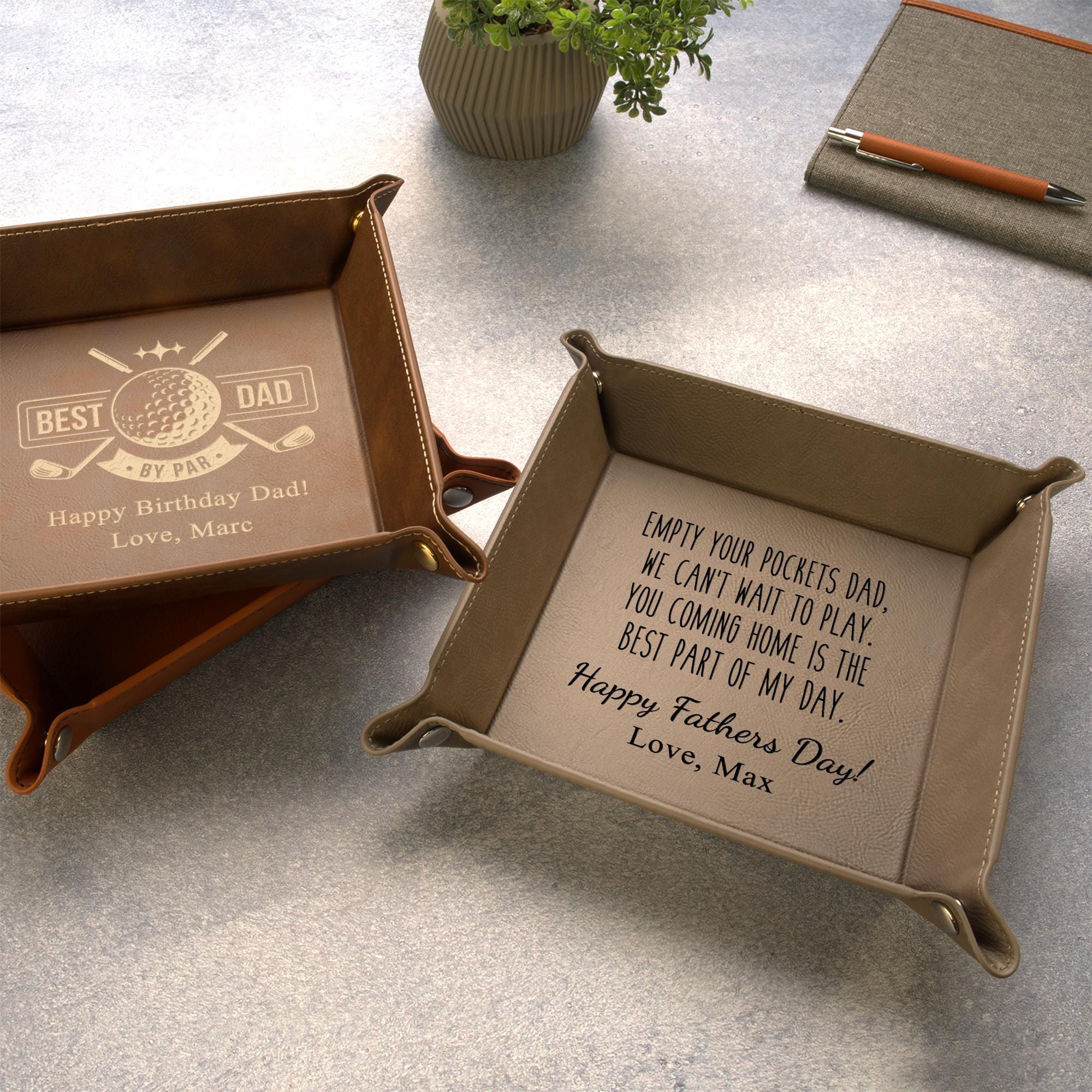 Personalized Leather Valet Tray for Dad for Unique & Love | JNSDec209