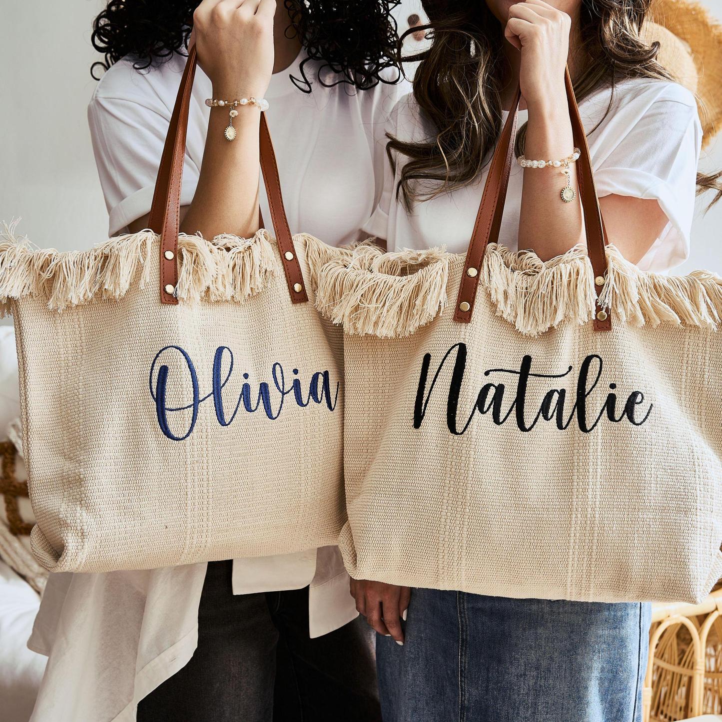 Personalized Name Embroidered Bridesmaid Proposal Canvas Bags | JNSBag