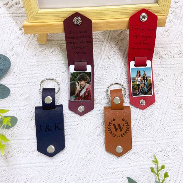 Personalized Monogrammed Photo Leather Keychain I JNSDec82