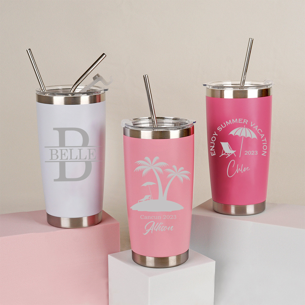 Personalized Name 20oz Vacation Stainless Steel Insulated Tumbler | JNSBottle02