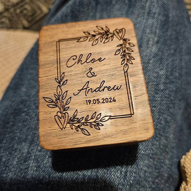 Personalized Triple Slots Wedding Ring Box for Unique & Love | JNSDec39