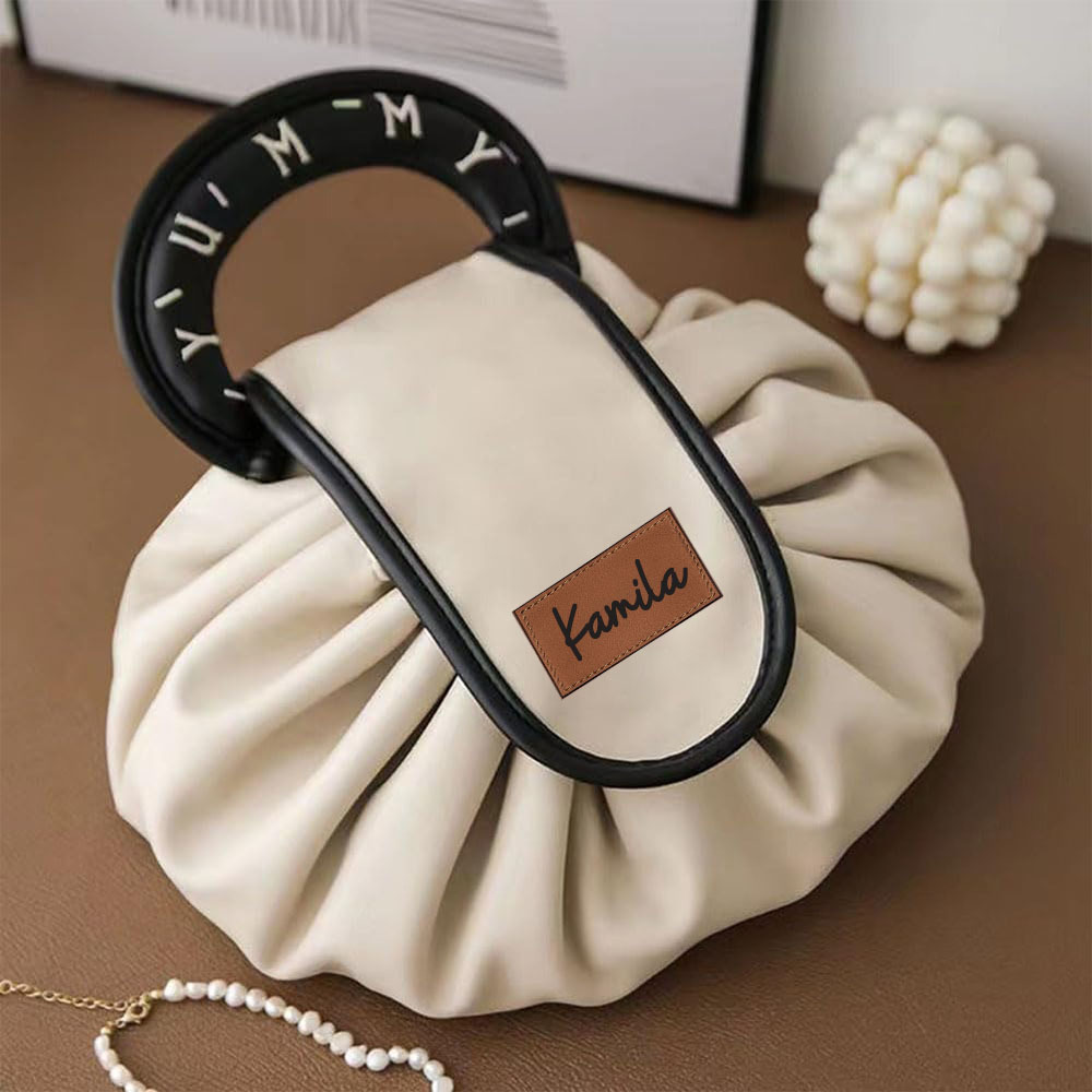 Personalized Leather Drawstring Portable Makeup Bag for Unique & Love | JNSBag104
