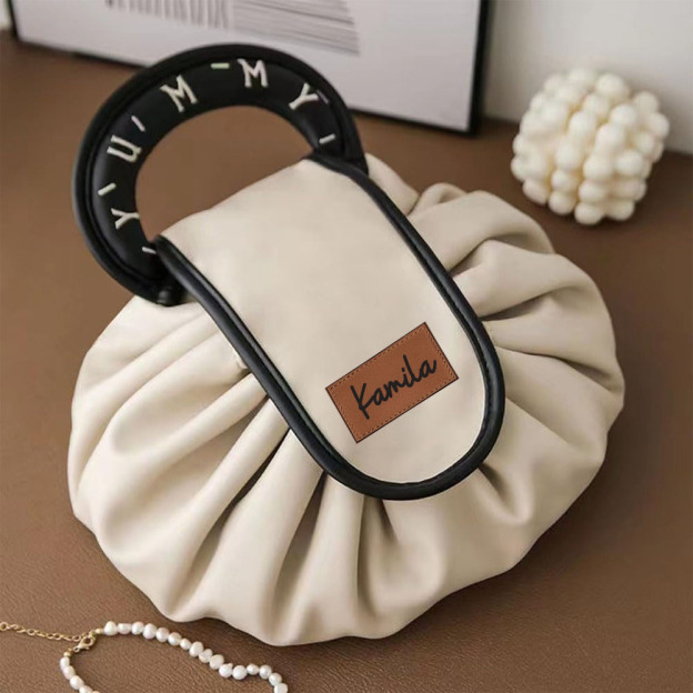Personalized Leather Drawstring Portable Makeup Bag for Unique & Love | JNSBag104