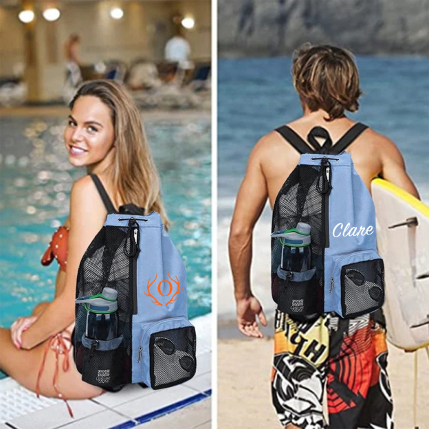 Personalized Monogram Mesh Swim Backpack with Wet Pocket for Unique & Love | JNSBag105