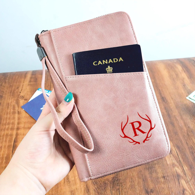 Personalized Leather Family Travel RFID Blocking Passport Wallet Organizer with 5 Passport Holder | JNSCase12