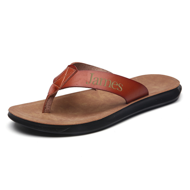 Personalized Engraved Flip Flop Leather Sandals | JNSBeach01