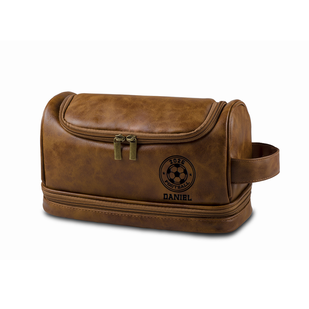 Personalized Leather Monogram Engraved Wash Bag for Unique & Love | JNSBag139