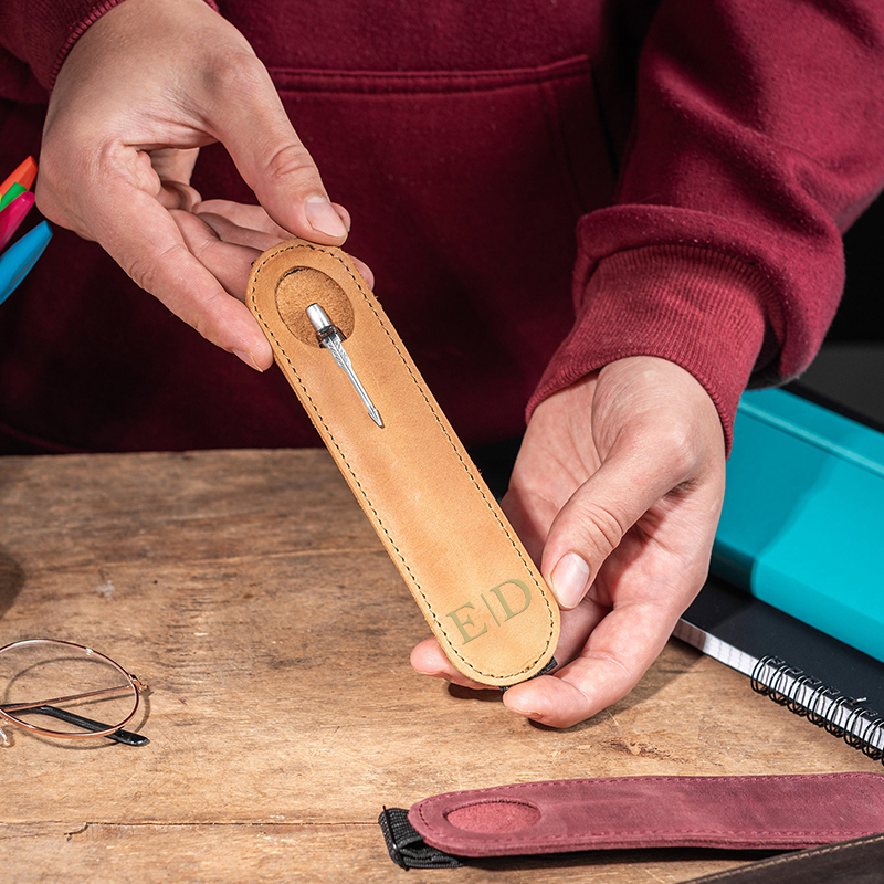 Personalized Monogrammed Adjustable Pen Leather Sleeve Holder | JNSBag45