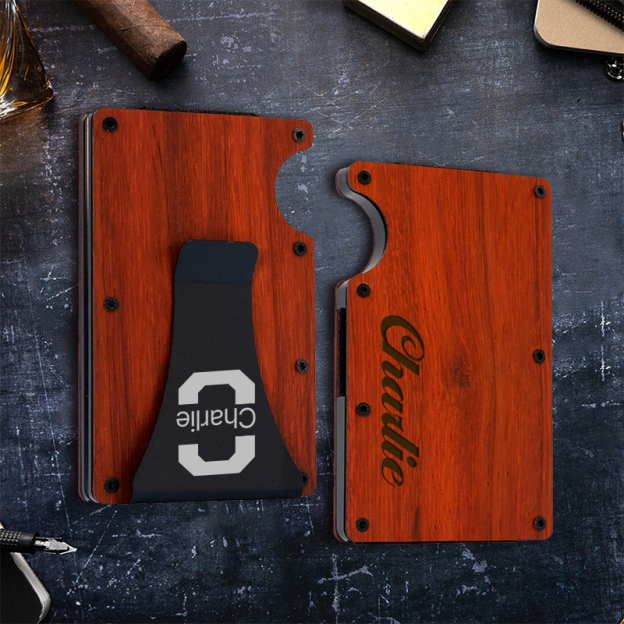 Personalized Monogrammed Engraved Minimalist Slim Wallet | JNSBag58