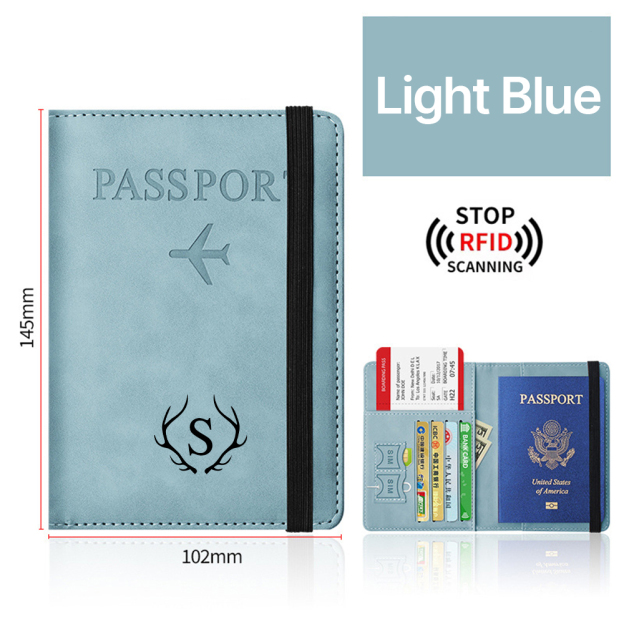 Personalized Monogram Leather Passport Cover with RFID Blocking | JNSCase01